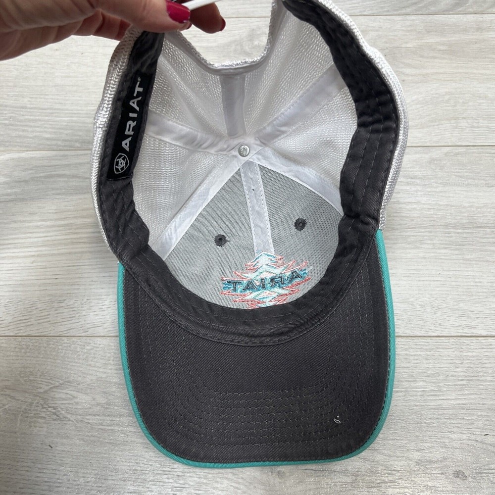 Ariat Snapback Hat Aztec Embroidered Logo Southwest Mesh Adjustable Turquoise - Picture 5 of 6